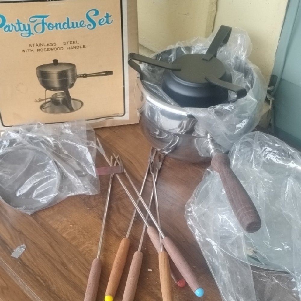Stainless Steel Fondue Set with Rosewood Handles